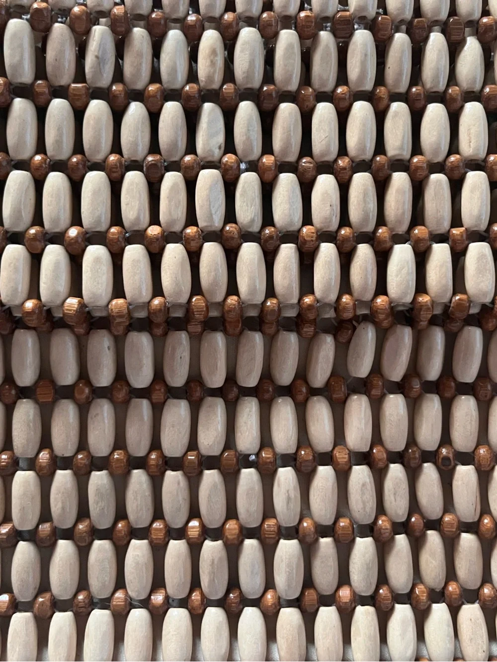 Sigrid Olsen Beaded Wood Bead Clutch in Cream and Brown